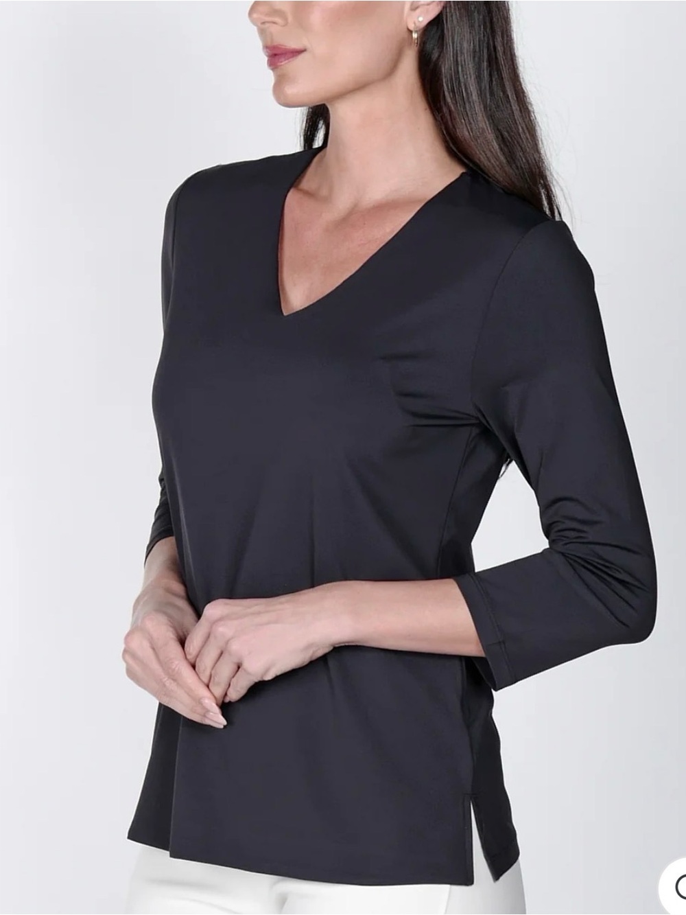 JEAN-PIERRE KLIFA PARIS V-NECK SOLID TOP grew NWT new size M medium